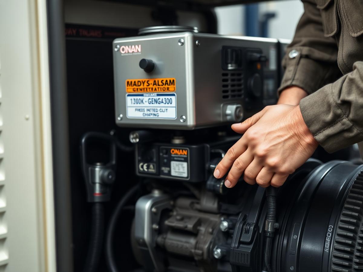 Technician servicing an Onan RV generator
